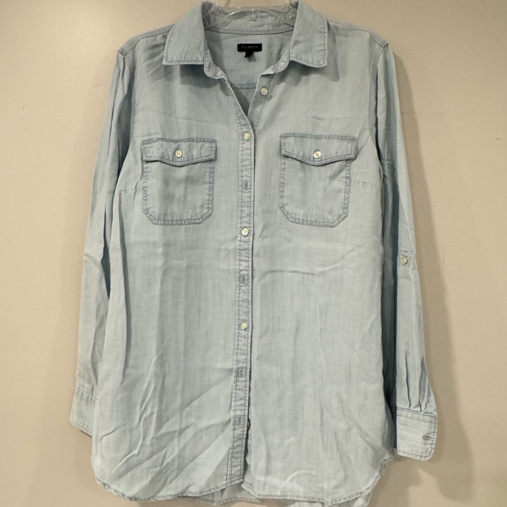 Talbots Sky Blue Casual Button Down Size Large